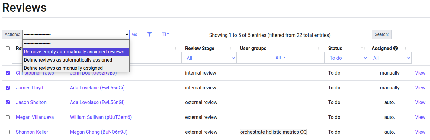 How to unassign reviews